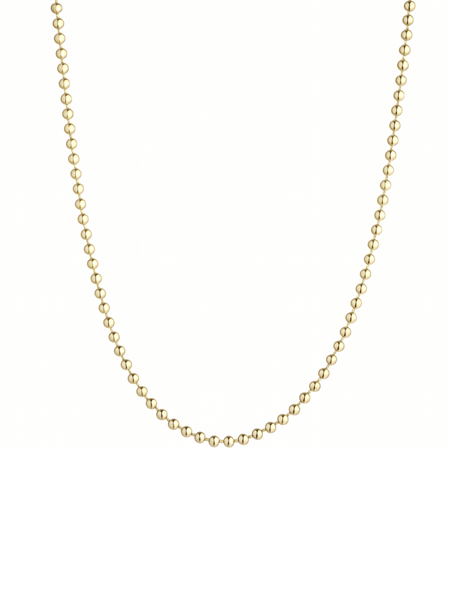 Gold chain necklace on a white background
