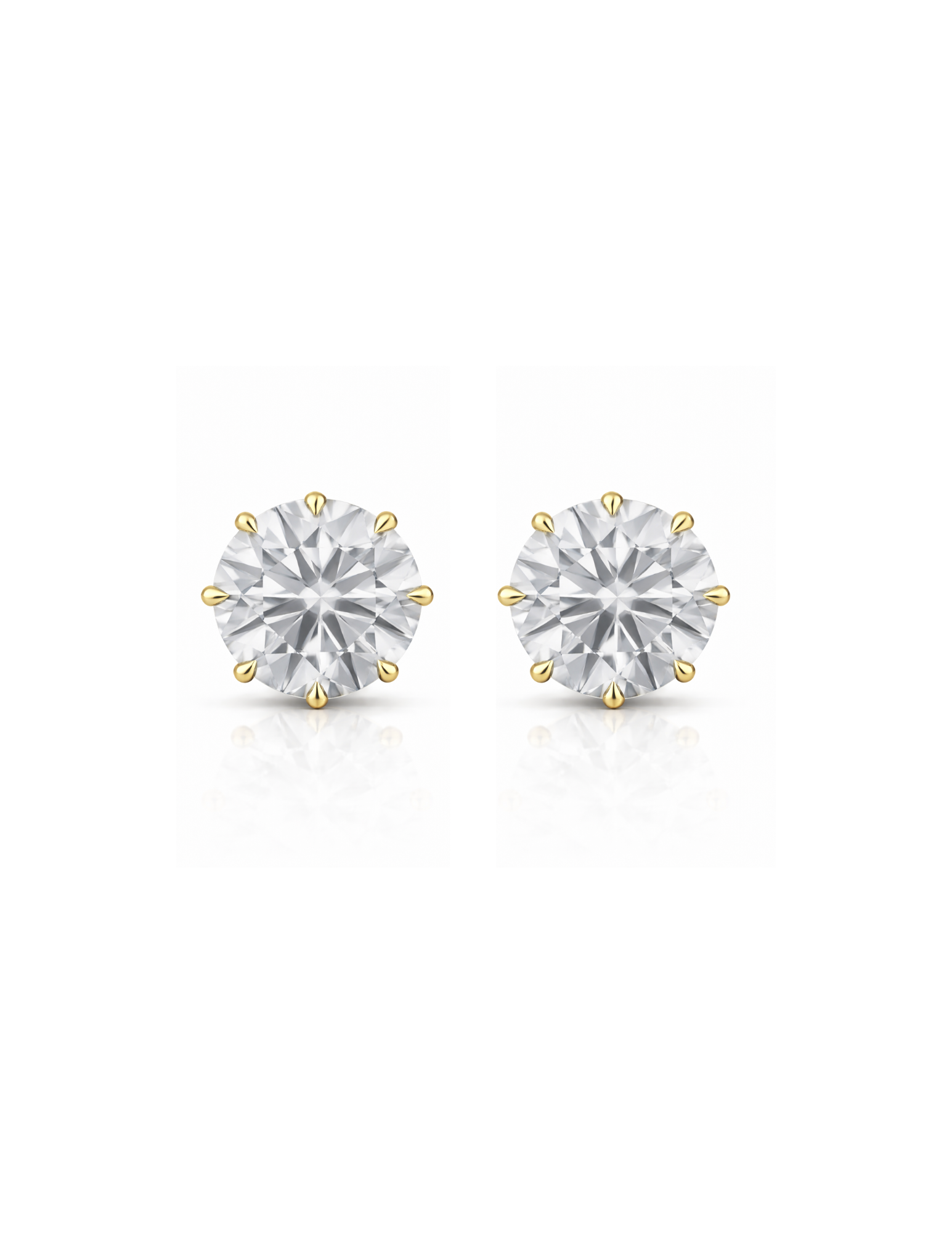 Pair of diamond stud earrings on a white background
