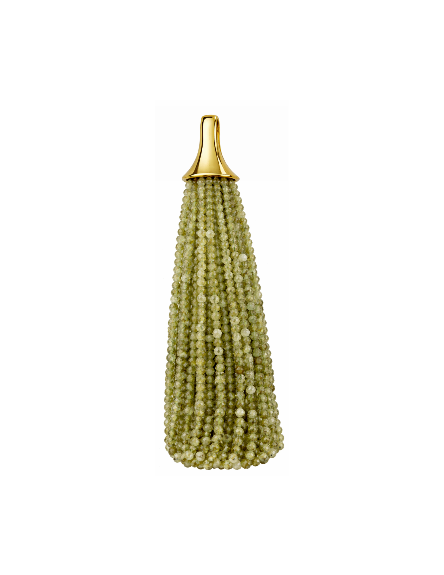 Decorative tassel with a gold top on a white background