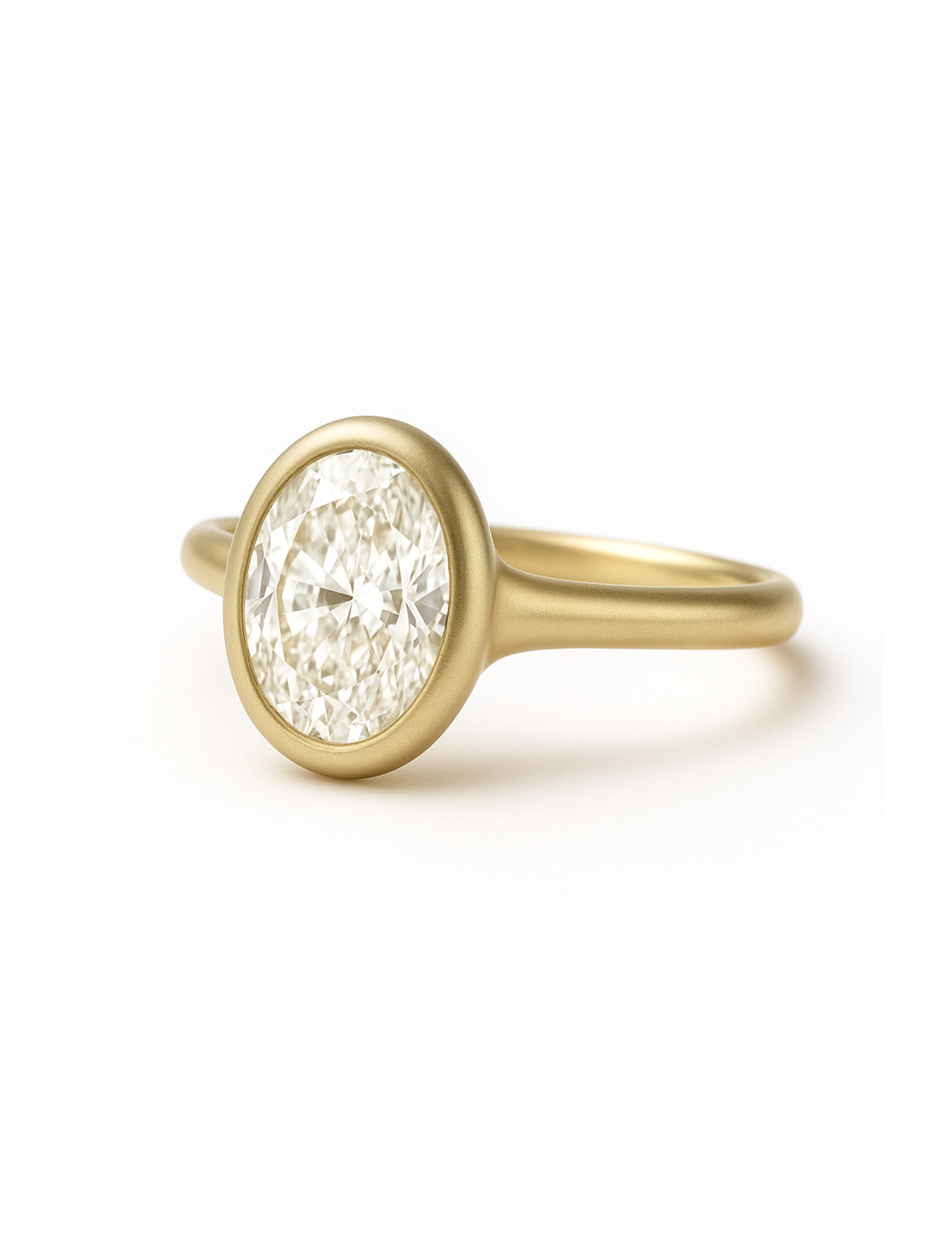 Gold ring with a diamond on a white background